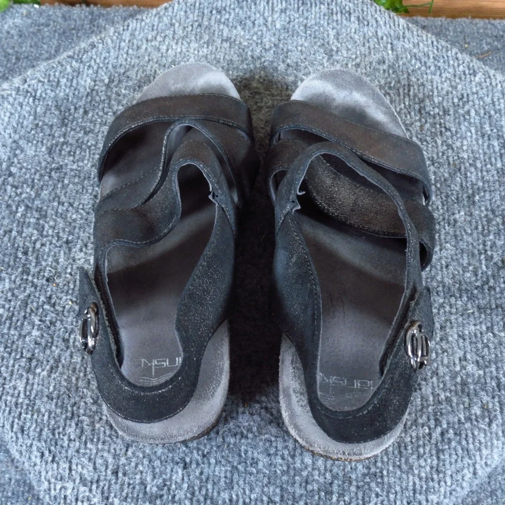 Dansko Stayce Womens Wedge Sandals Sz 38‎ US 7.5-8 Casual Black Metallic Leather